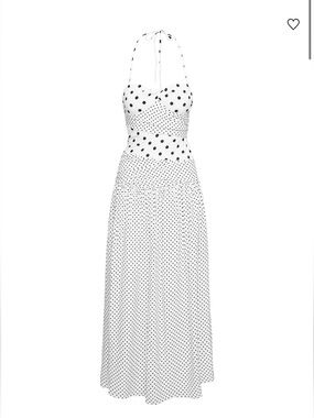 BRAND NEW TAGS ON Princess Polly Marguerite Halter Maxi Dress White Polka Dot